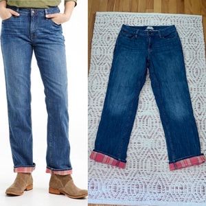 Classic Blue Jeans with Red Accents